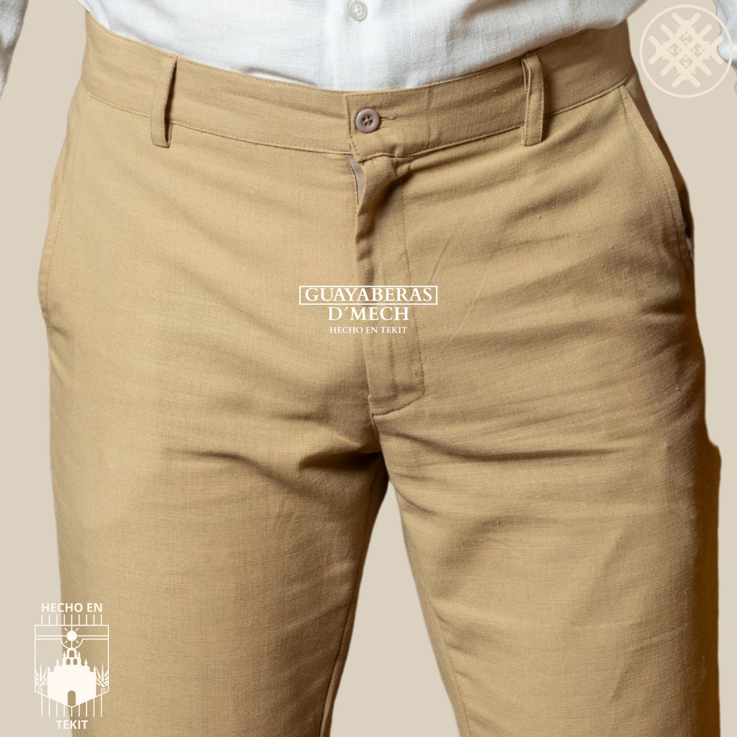 Pantalón Lino Algodón Caqui