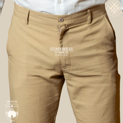 Pantalón Lino Algodón Caqui