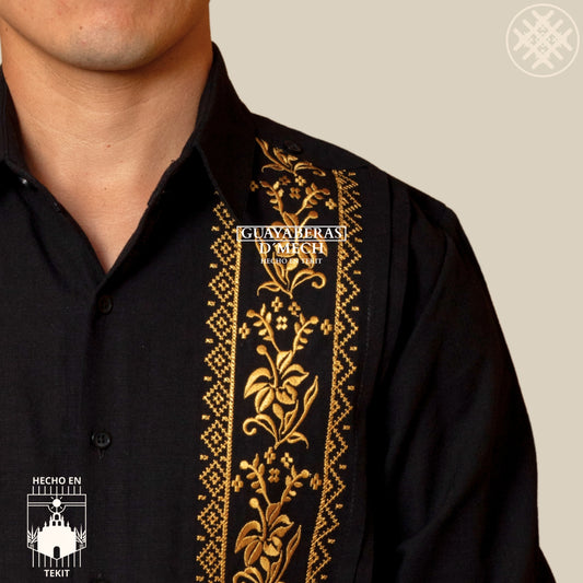 Guayabera Flor de Calabaza Negra