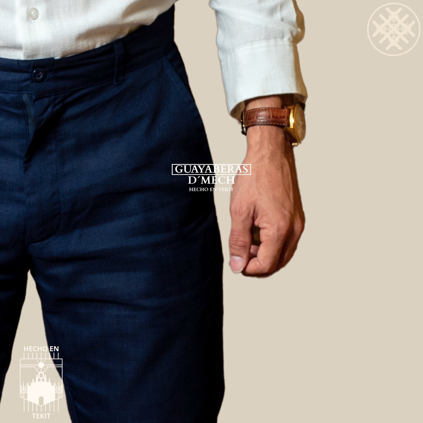 Pantalón Lino Algodón Marino