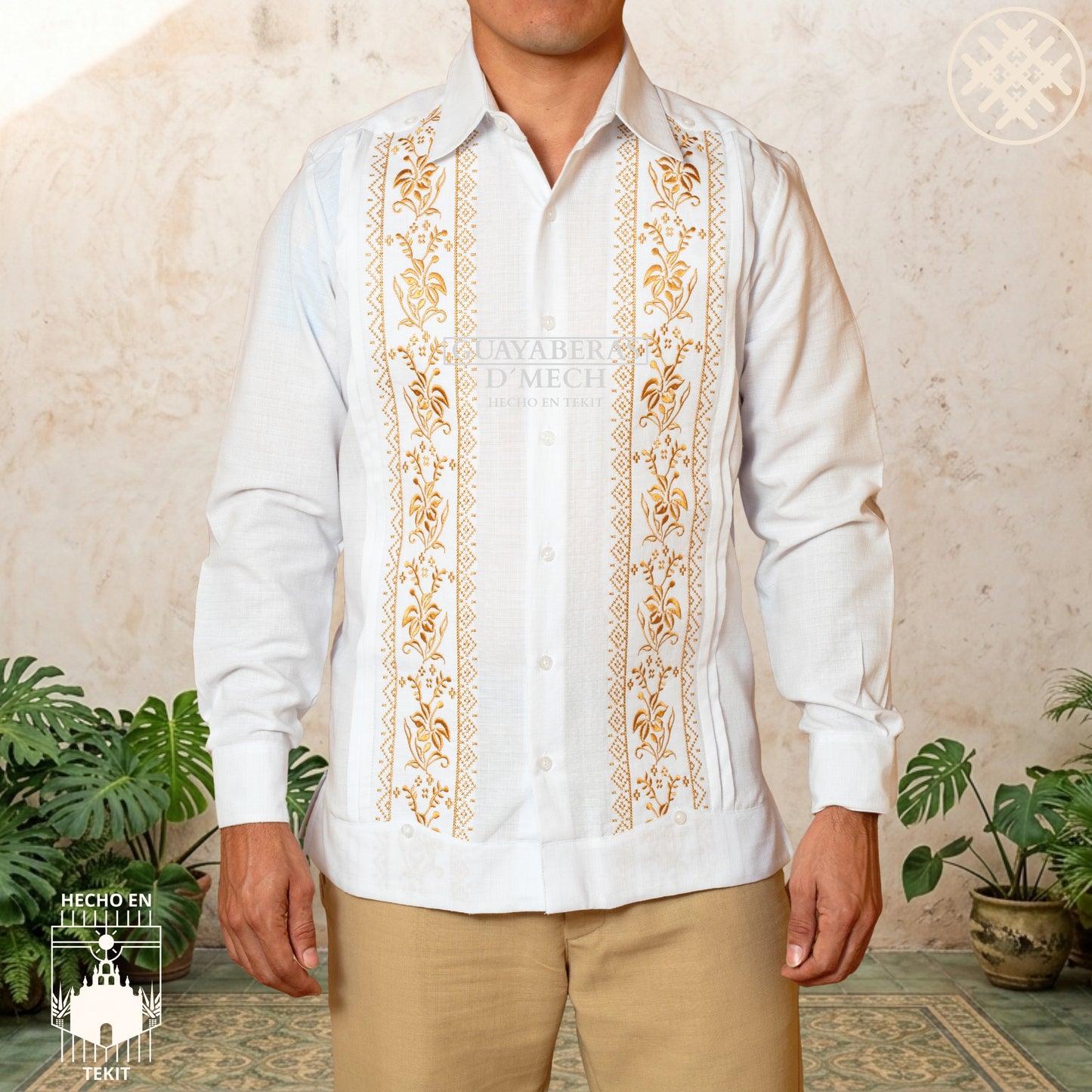 Guayabera Flor de Calabaza Blanca