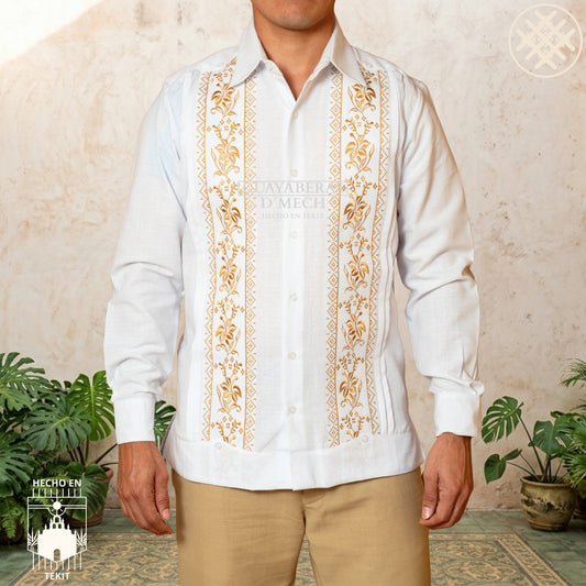 Guayabera Flor de Calabaza Blanca