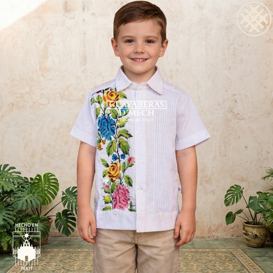 Guayabera Primavera Rosas Niño