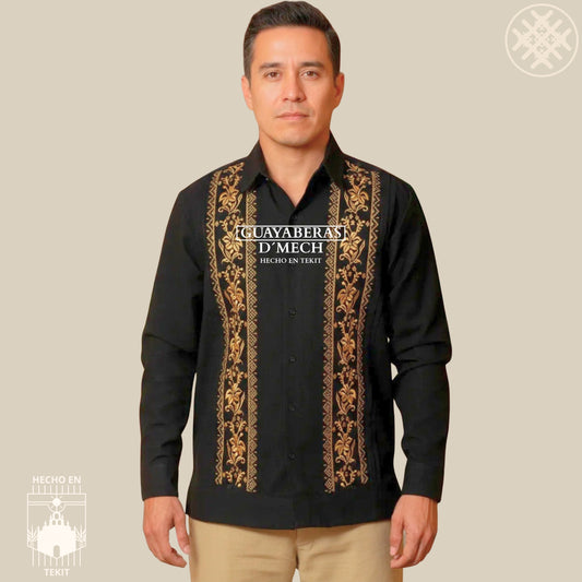 Guayabera Flor de Calabaza Negra