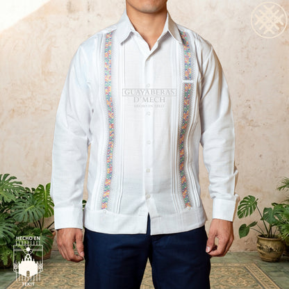 Men's Guayabera Multicolor Long Sleeve Multicolor Embroidery