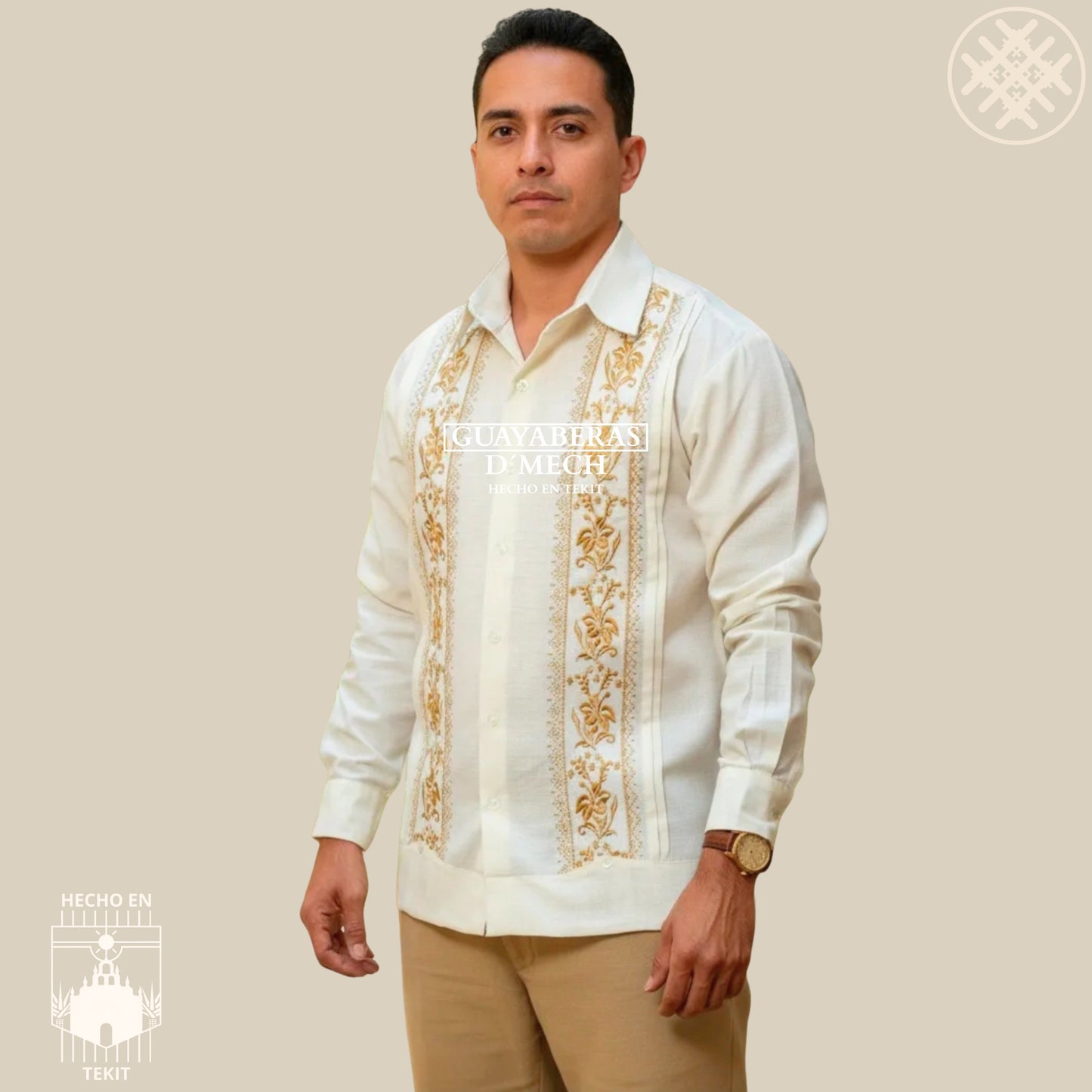 Guayabera Flor de Calabaza Hueso