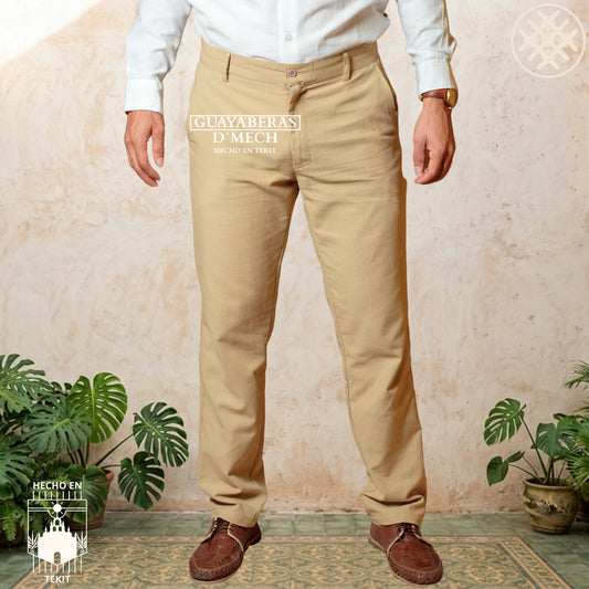 Pantalón Lino Algodón Caqui