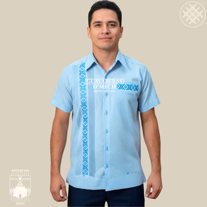 Men's Guayabera Campeche Long Sleeve with White Embroidery