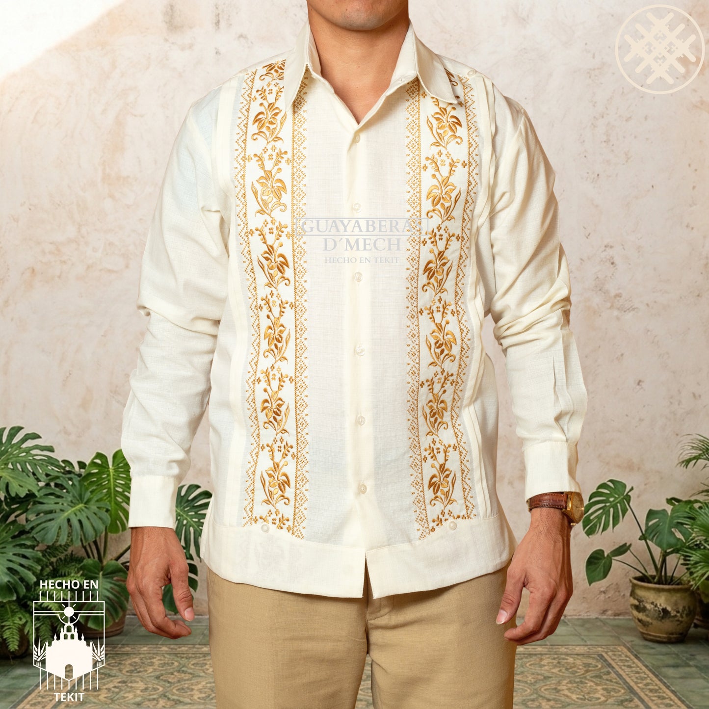 Guayabera Flor de Calabaza Hueso