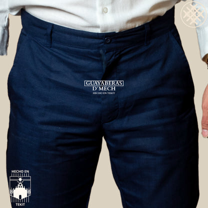 Pantalón Lino Algodón Marino