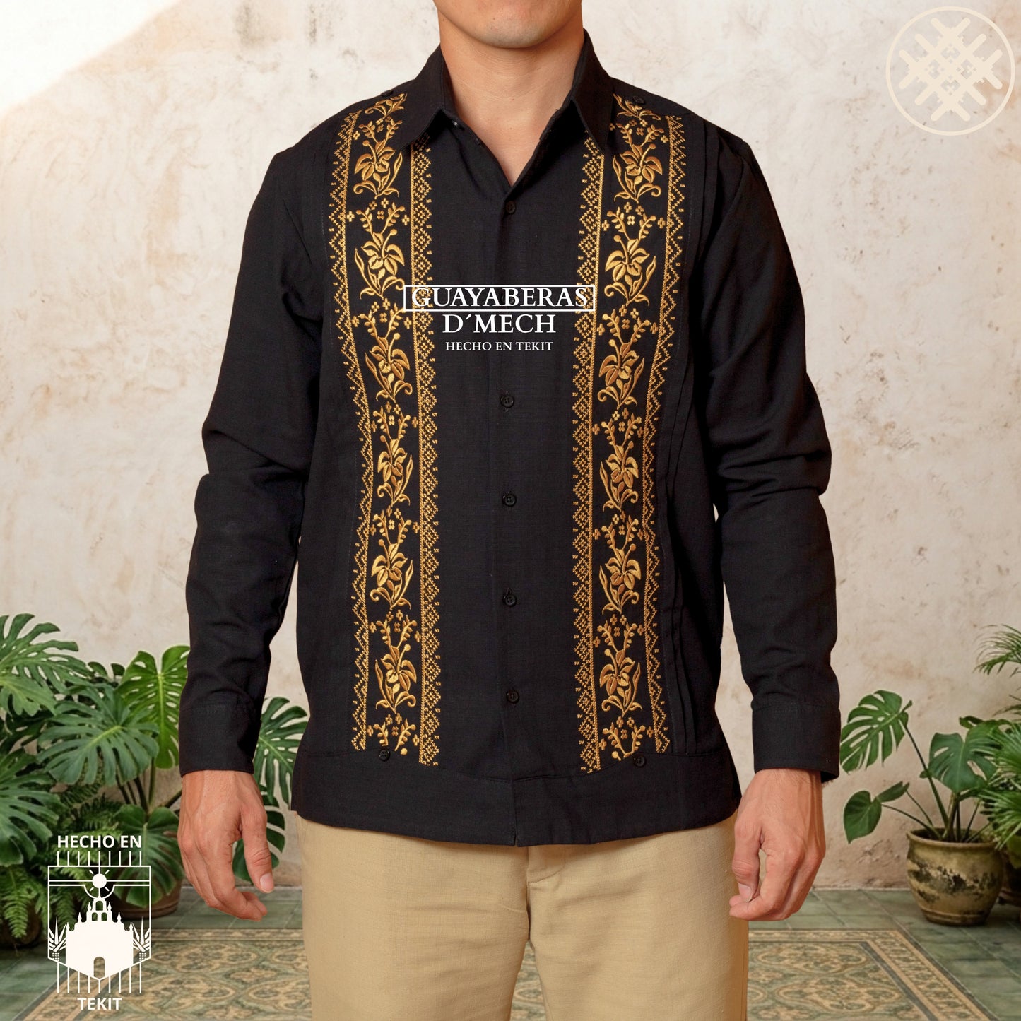 Guayabera Flor de Calabaza Negra