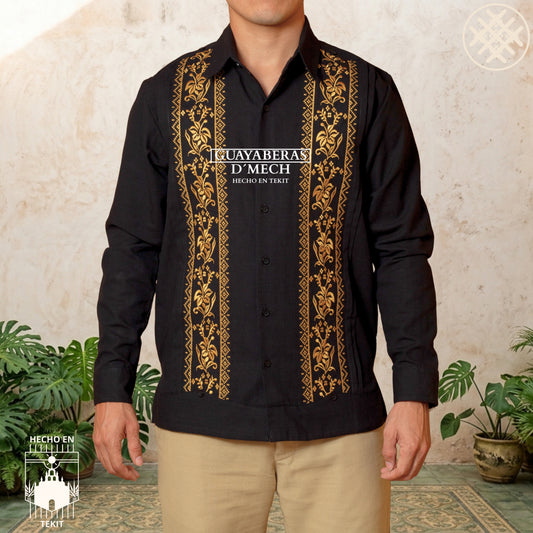 Guayabera Flor de Calabaza Negra