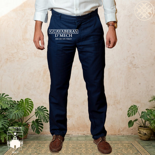 Pantalón Lino Algodón Marino