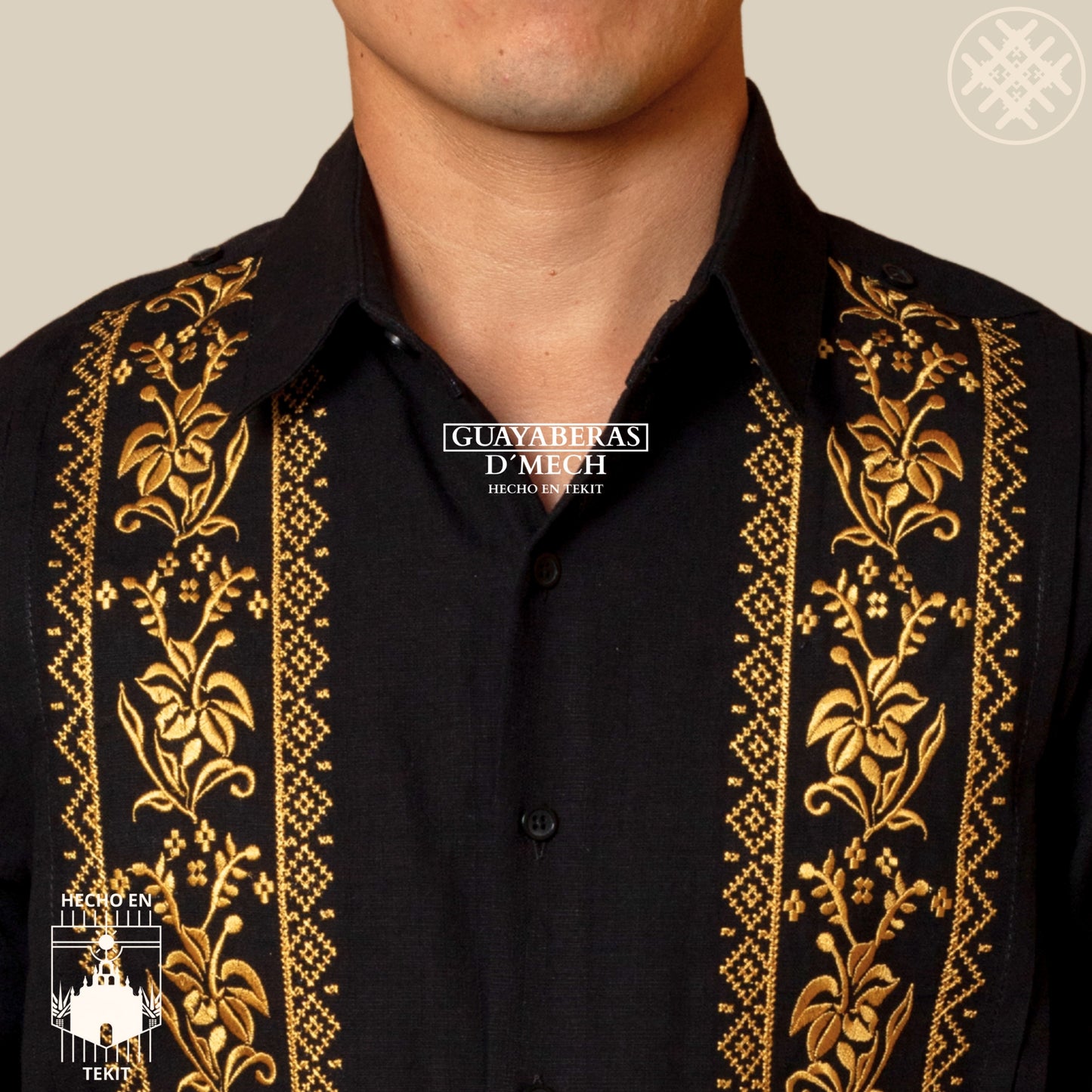 Guayabera Flor de Calabaza Negra